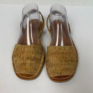 Castell Menorca Cork Leather Slingback Flat Sandals Size EU 40 US 10